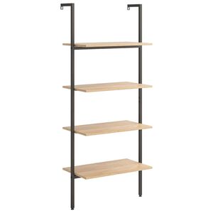 vidaXL Ladderrek met 4 schappen 64x35x152,5 cm lichtbruin en zwart