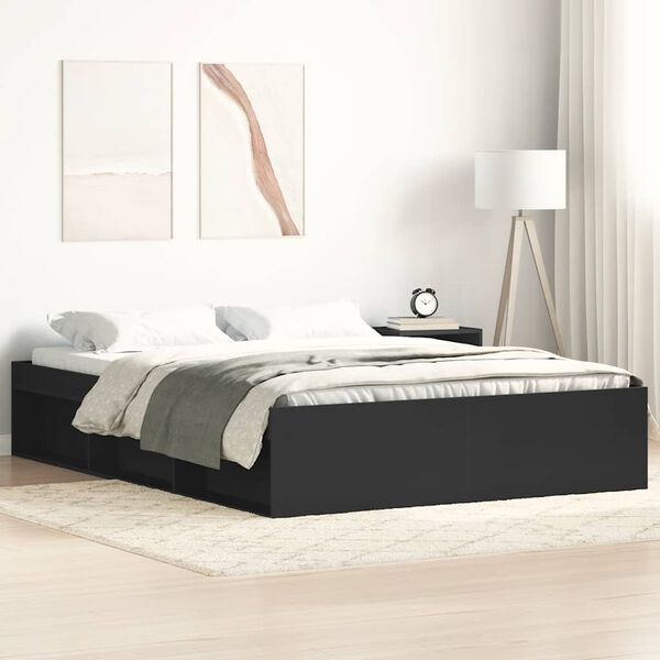 vidaXL Bedframe zwart 135x190 cm Double