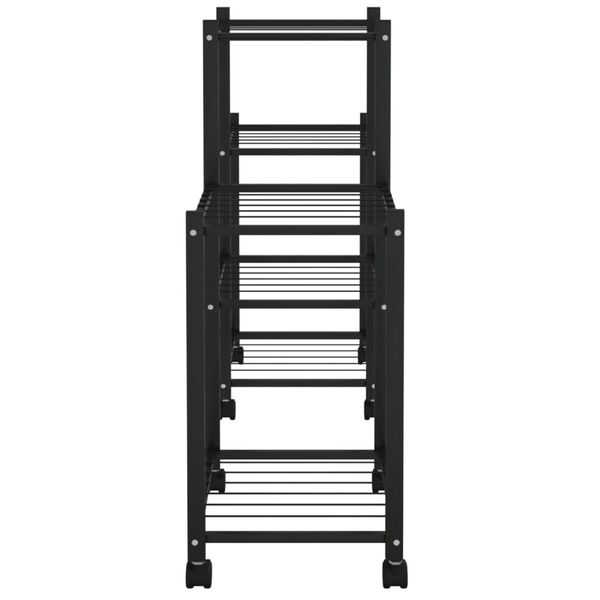 vidaXL Bloemenstandaard met wielen 83x25x63,5 cm ijzer zwart