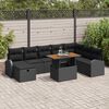 vidaXL Tuinbankenset met kussen met opslag 9 pcs Zwart poly rattan