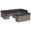 vidaXL 14-delige Loungeset met kussens poly rattan grijs