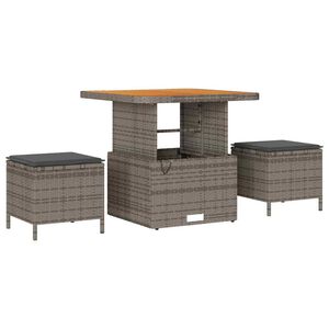 vidaXL Tuin eettafelset Grijs poly rattan