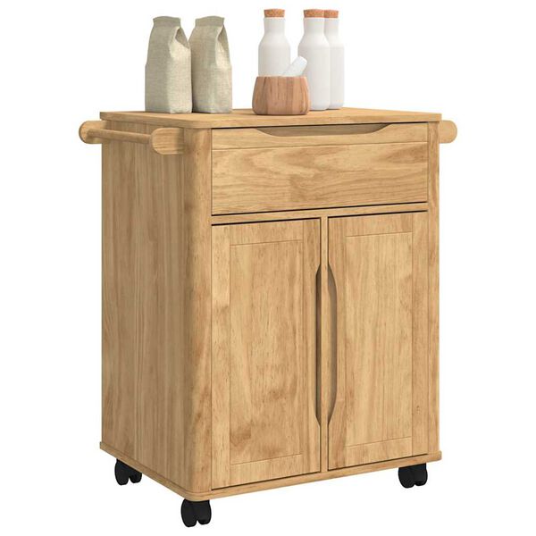 vidaXL Keuken Trolley Wasbruin 72,5 x 45 x 80 cm Massief Vurenhout