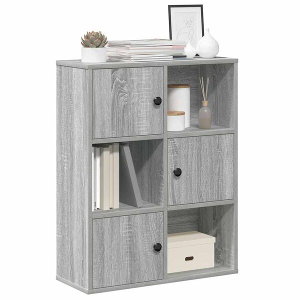 vidaXL Boekenkast 60x24x76,5 cm bewerkt hout grijs sonoma eikenkleurig