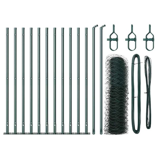 vidaXL Afrasteringspaal Groen 25 x 0,6 m (36 mm gaas) Staal en PVC