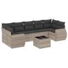vidaXL 8-delige Loungeset met kussens poly rattan lichtgrijs