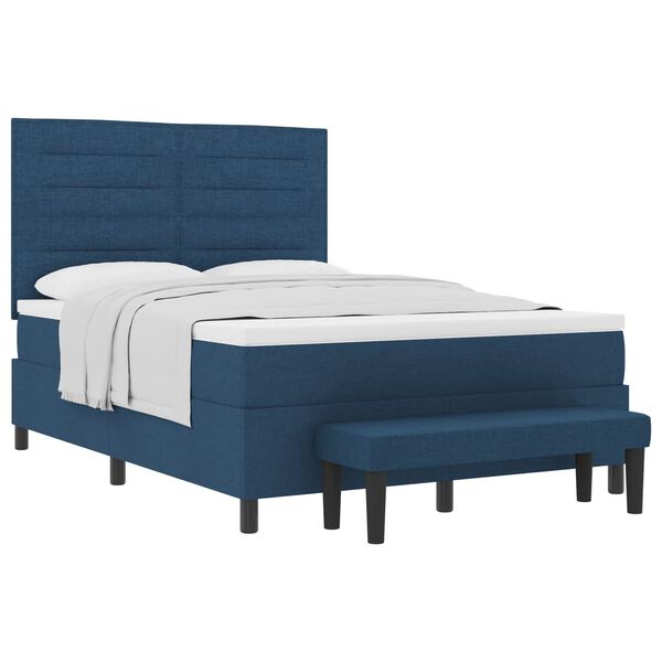 vidaXL Boxspringbed met matras met hoofdeinde Blauw 140 x 190 cm Stof