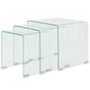 vidaXL Bijzettafel set 3-dlg transparant gehard glas