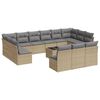 vidaXL 14-delige Loungeset met kussens poly rattan beige