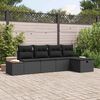 vidaXL Tuin Sofa Set met kussen 5 pcs Zwart Poly riet