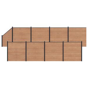 vidaXL Hekpaneel 9 pcs WPC en Aluminium Bruin