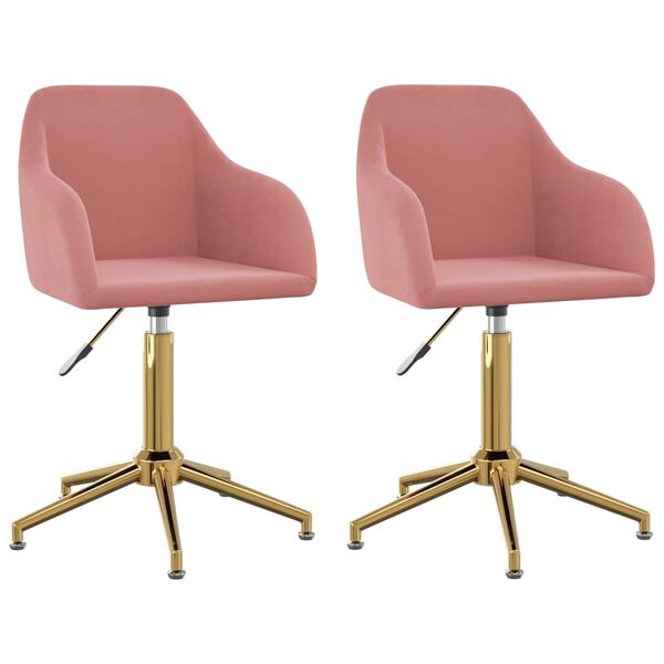 vidaXL Eetkamerstoelen draaibaar 2 st fluweel roze