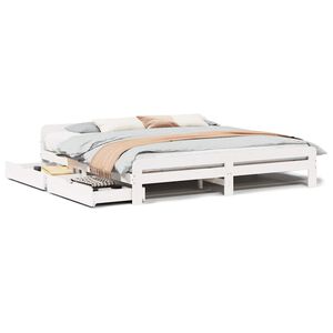 vidaXL Bedframe zonder matras massief grenenhout wit 200x200 cm