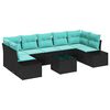 vidaXL Tuin Sofa Set 8 st Zwart en Turquoise poly rattan