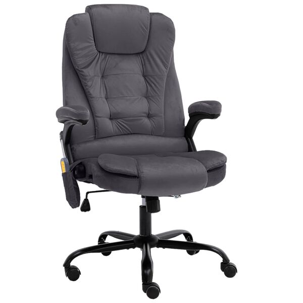 vidaXL Massagekantoorstoel fluweel donkergrijs
