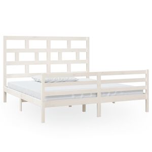 vidaXL Bedframe massief hout wit 180x200 cm