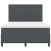 vidaXL LED Box Spring Bed Donkergrijs en Wit 140 x 190 cm Katoen Stof