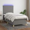 vidaXL Boxspring met matras en LED stof donkergrijs 90x190 cm