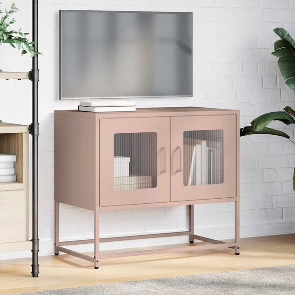 vidaXL Tv-meubel 68x39x60,5 cm koudgewalst staal roze