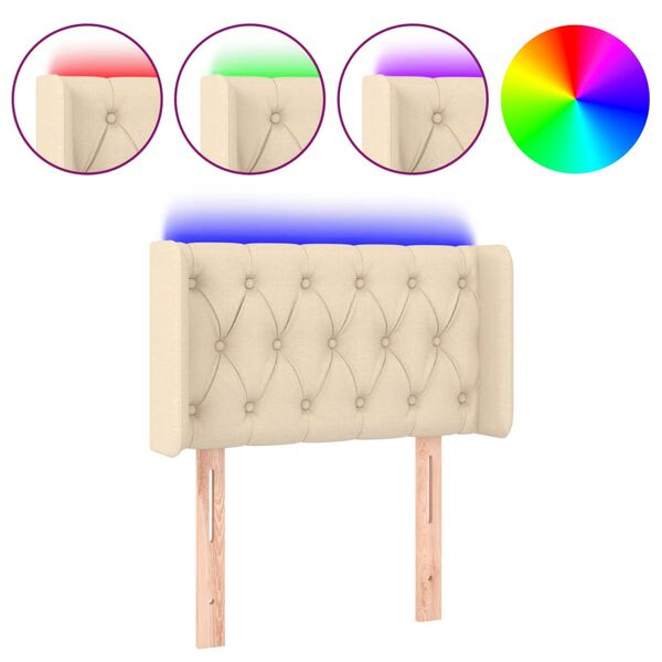 vidaXL Hoofdbord LED 83x16x78/88 cm stof cr&egrave;mekleurig