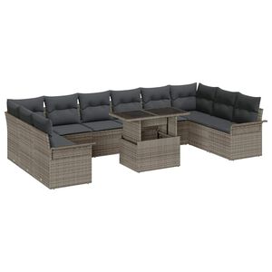 vidaXL Tuin Sofa Set 11 st Grijs Poly Rattan