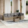 vidaXL 7-delige Loungeset met kussens poly rattan beige