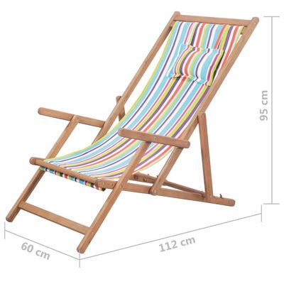 Ansichtkaart Wereldvenster Misverstand vidaXL Strandstoel inklapbaar stof en houten frame meerkleurig online kopen  | vidaXL.be