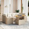 vidaXL 7-delige Loungeset met kussens poly rattan beige