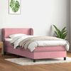 vidaXL Boxspring met matras fluweel roze 90x220 cm