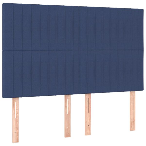 vidaXL Hoofdbord blauw 144x5x118/128 cm stof
