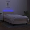 vidaXL Boxspring met matras en LED stof cr&egrave;mekleurig 90x190 cm