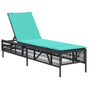 vidaXL Ligstoel met kussen, zwart polyrotan