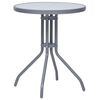vidaXL Tuintafel 60 cm staal en glas lichtgrijs