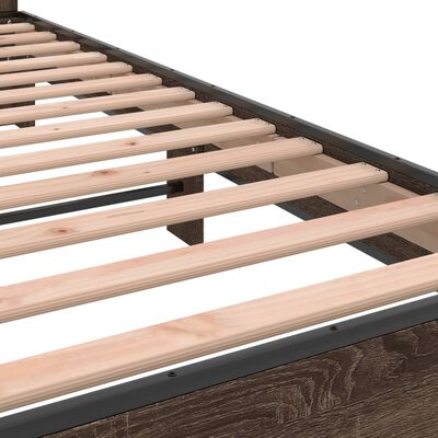 vidaXL Bedframe bewerkt hout metaal bruin eikenkleur 180x200 cm