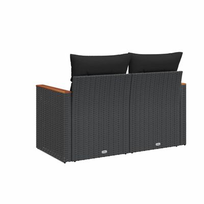 vidaXL Tuinbank 2-zits met kussens poly rattan grijs