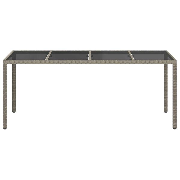 vidaXL Tuintafel 190x90x75 cm gehard glas en poly rattan grijs