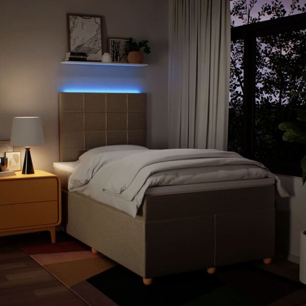 vidaXL Boxspring met matras stof cr&egrave;mekleurig 120x200 cm