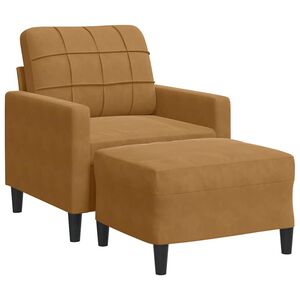 vidaXL Fauteuil met voetenbank 60 cm fluweel bruin