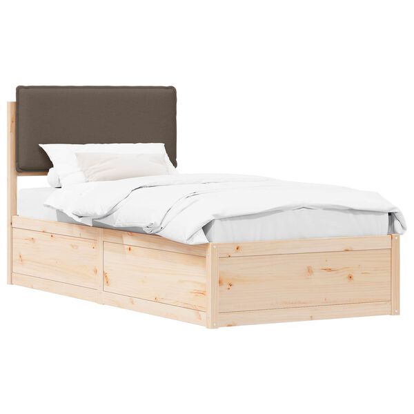 vidaXL Bedframe met Gevoerd Hoofdgedeelte Taupe 90 x 190 cm