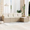 vidaXL 5-delige Loungeset met kussens poly rattan beige