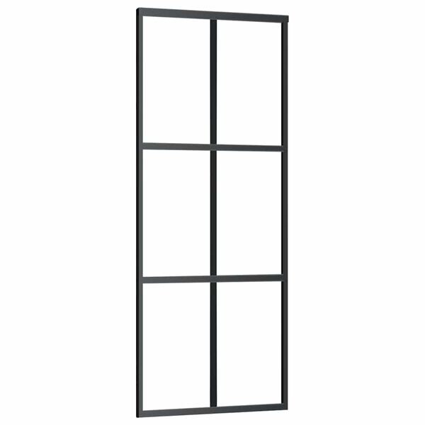 vidaXL Schuifdeur 76x205 cm ESG-glas en aluminium zwart