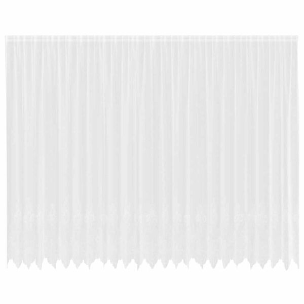 vidaXL Kantgordijn met gordijnen Bloemen Wit 280 x 600 cm Polyester