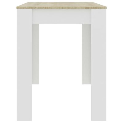 vidaXL Eettafel 120x60x76 cm bewerkt hout wit en sonoma eikenkleurig