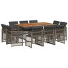 vidaXL 11-delige Tuinset met kussens poly rattan grijs