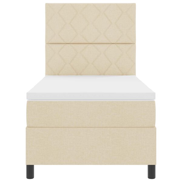 vidaXL Boxspringbed met matras met hoofdeinde Cr&egrave;me 100 x 200 cm Stof