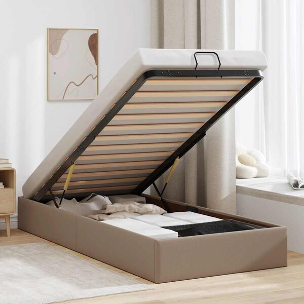 vidaXL Bedframe zonder matras 80x200 cm kunstleer cappuccinokleurig