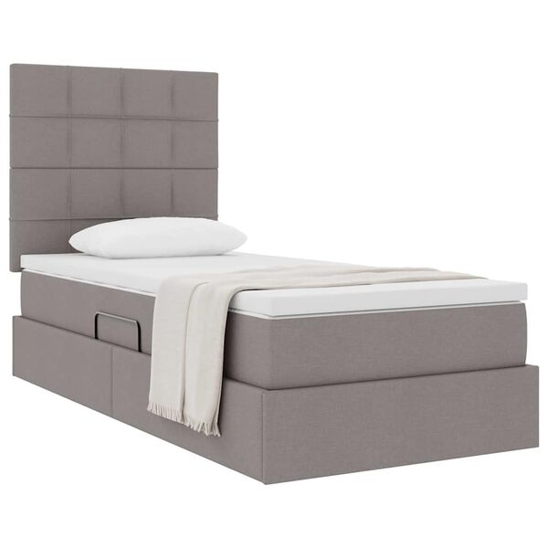 vidaXL Opslag bed met matras met matras Taupe 90 x 190 cm Polyester
