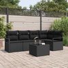 vidaXL Tuin Sofa Set 6 pcs Zwart Poly Rattan en Poedergecoat Staal
