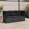 vidaXL 3-delige Loungeset met kussens poly rattan zwart