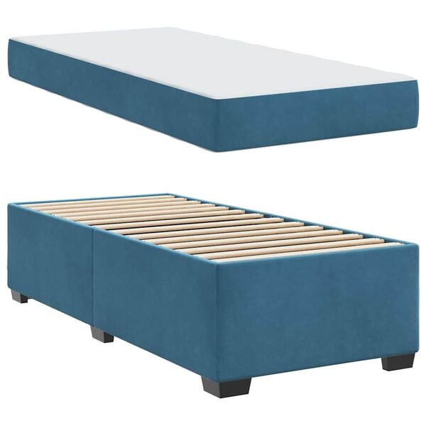 vidaXL Bedframe met matras Blauw 80 x 200 cm Stof